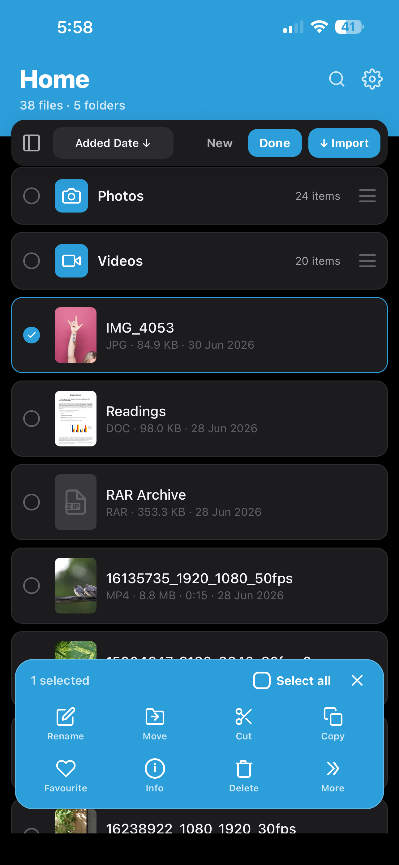 Selecting and organising files