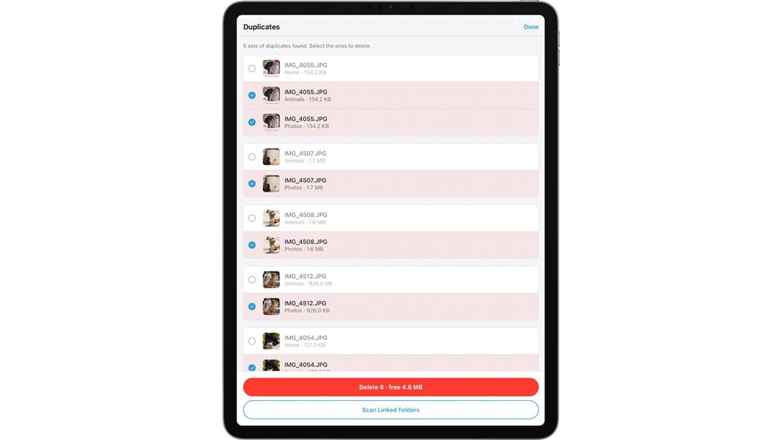 The Find Duplicates screen in Falcon